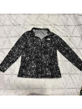 The North Face Women's XL Black White Pattern Fleece Jacket Soft Warm